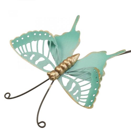 Floristik24 Estaca de jardim metal borboleta turquesa ouro 12×10/46cm