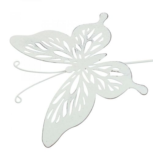 Floristik24 Estacas de jardim borboleta de metal branco 14×12,5/52cm 2uds