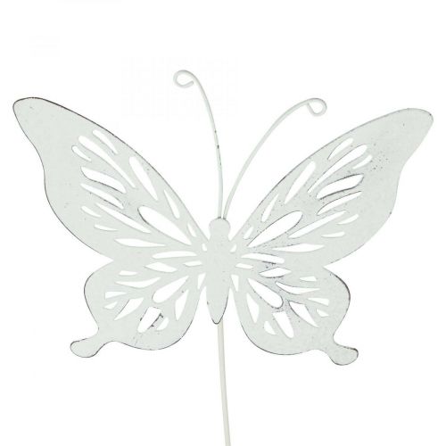 Floristik24 Estacas de jardim borboleta de metal branco 14×12,5/52cm 2uds