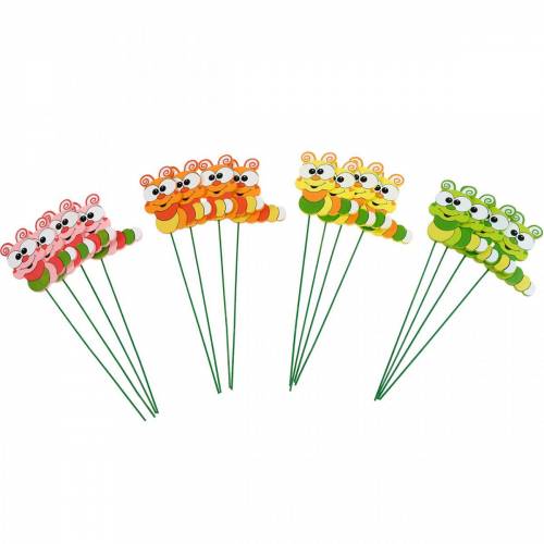 Itens Estaca de jardim Caterpillar Flor Estaca Decoração de primavera Decoração de verão 16 peças