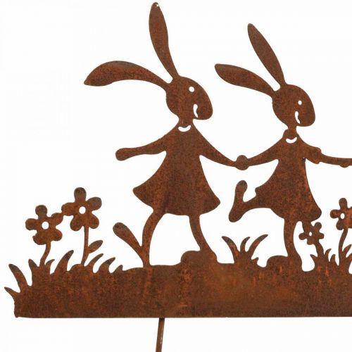 Floristik24 Estaca de jardim enferrujada Páscoa, estaca de flor coelho metal W40cm