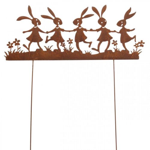 Floristik24 Estaca de jardim enferrujada Páscoa, estaca de flor coelho metal W40cm