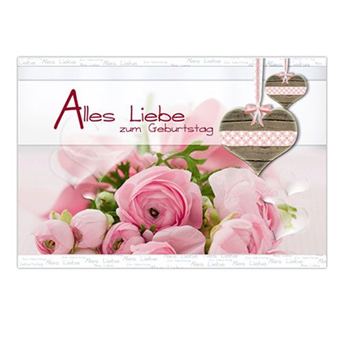 Floristik24 Cartão de aniversário "Alles Liebe" 6pcs