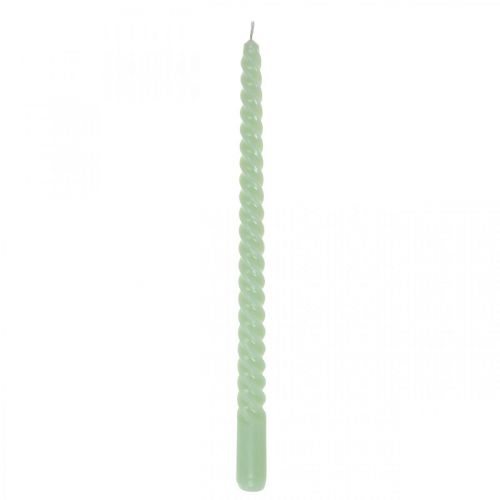 Floristik24 Velas torcidas velas espirais verde menta Ø2.2cm H30cm 2pcs