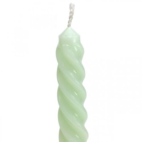 Floristik24 Velas torcidas velas espirais verde menta Ø2.2cm H30cm 2pcs