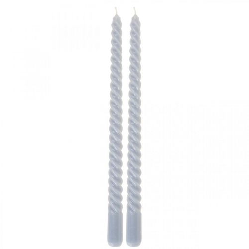 Velas retorcidas velas cônicas azul claro Ø2,2cm A30cm 2uds