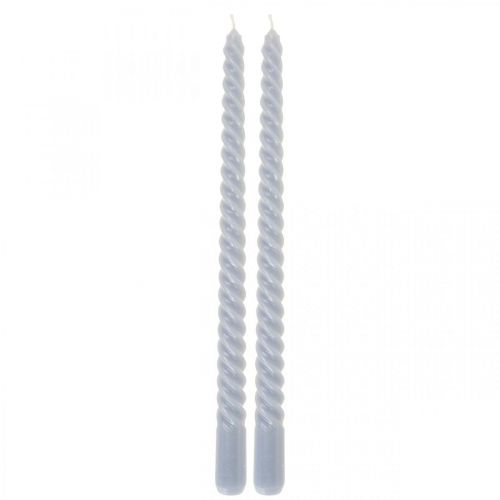 Velas retorcidas velas cônicas azul claro Ø2,2cm A30cm 2uds