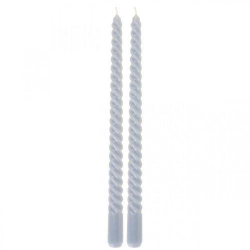 Floristik24 Velas retorcidas velas cônicas azul claro Ø2,2cm A30cm 2uds