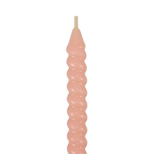 Itens Velas torcidas velas em espiral rosa claro Ø1,4cm Alt.18cm 4 unidades