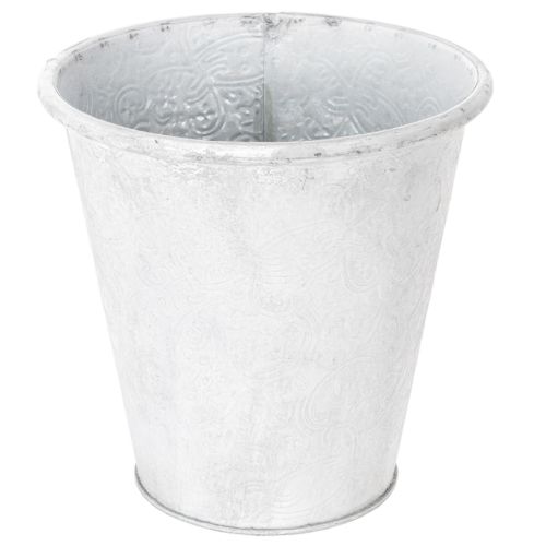 Floristik24 Vaso ornamental de metal para plantas, branco, Ø18,5cm, A18cm