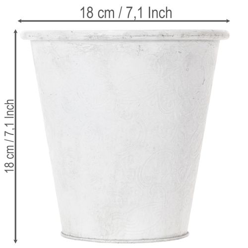 Itens Vaso ornamental de metal para plantas, branco, Ø18,5cm, A18cm