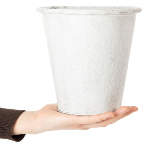 Itens Vaso ornamental de metal para plantas, branco, Ø18,5cm, A18cm