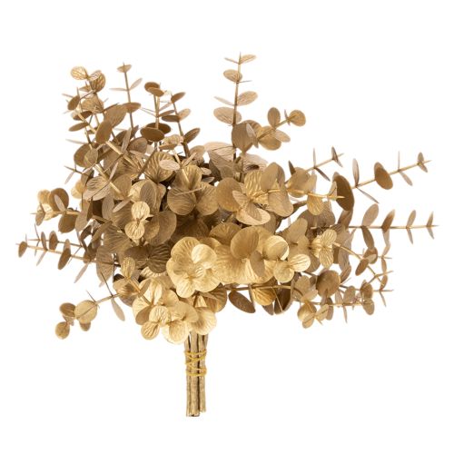 Ramo decorativo artificial de eucalipto, na cor dourada, para decoração de mesa, 24 cm