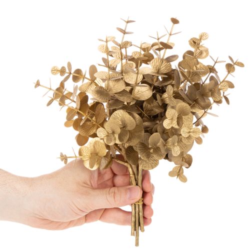 Ramo decorativo artificial de eucalipto, na cor dourada, para decoração de mesa, 24 cm | Floristik24.pt
