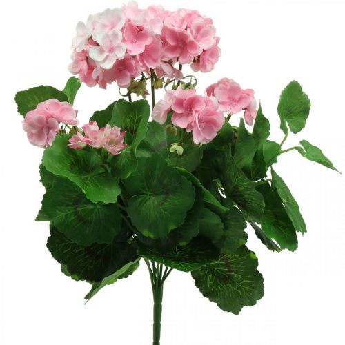 Flor artificial de gerânio Arbusto de gerânio rosa artificial 7 flores H38cm