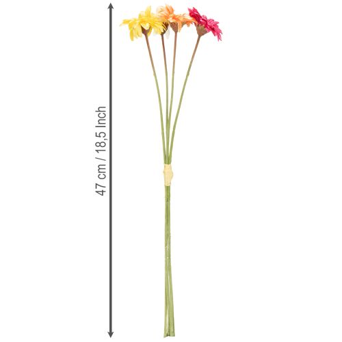 Itens Buquê de flores artificiais de gérbera para decoração fresca e fácil de cuidar, 47 cm, 32 peças.