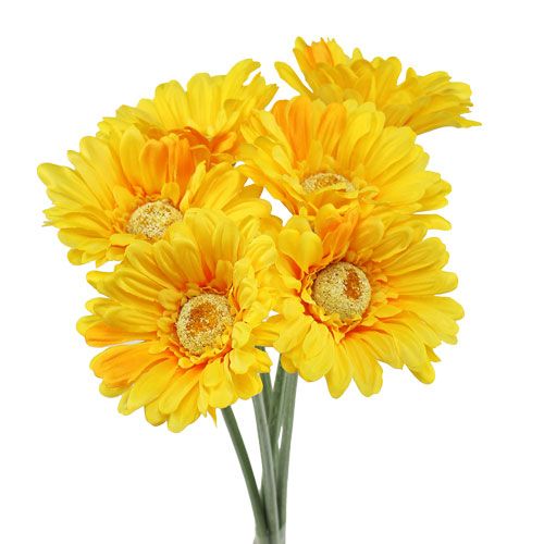 Floristik24 Gerbera amarelo artificial Ø10cm C55cm 6pcs