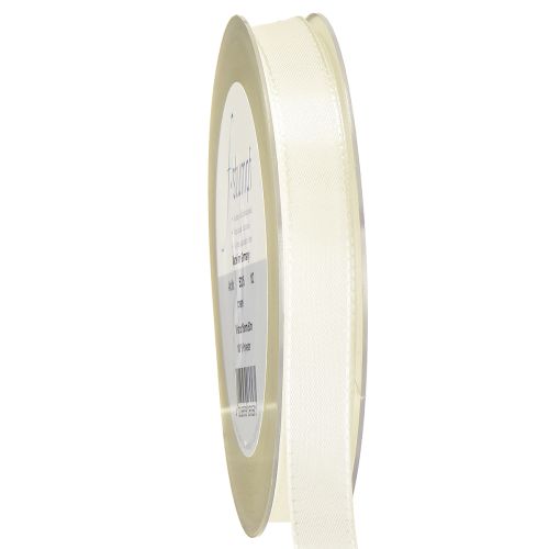 Fita de tafetá para presente e decoração creme 15mm 50m