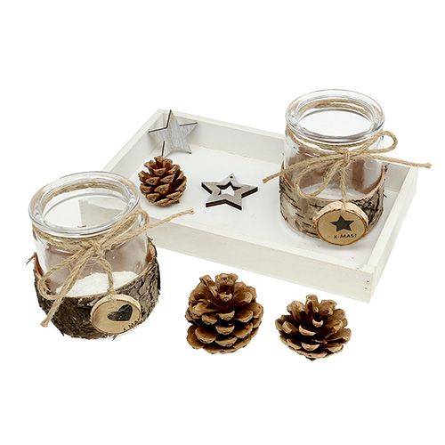Floristik24 Conjunto de bandeja para presente com óculos tealight