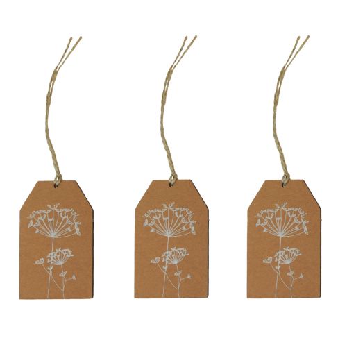 Floristik24 Etiquetas para presentes flores marrons de papel 8 × 5 cm 24 unidades