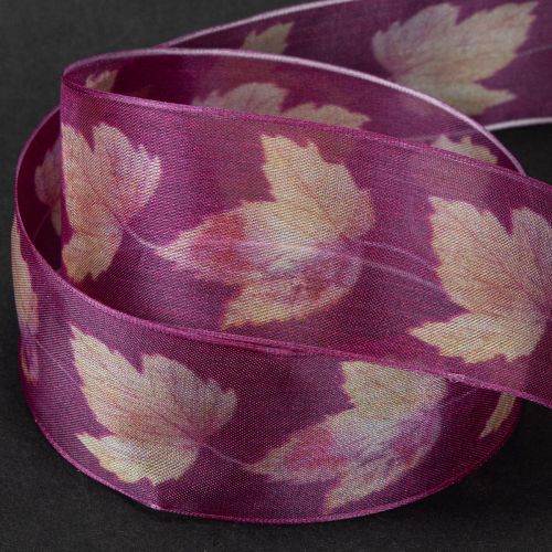 Itens Fita para presente folhas de bordo fita roxa outono 40mm 15m