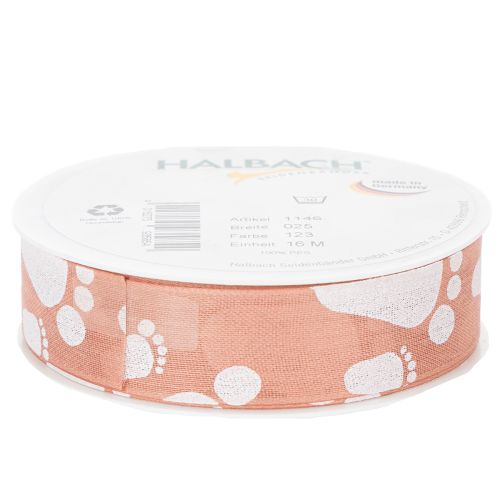 Itens Fita de presente para pezinhos de bebê, decoração de batizado, fita rosa, 25mm, 16m