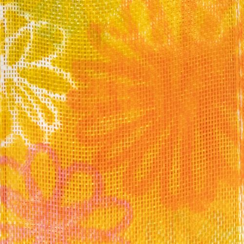 Itens Fita para presentes, fita de organza floral, amarelo/laranja, 25 mm x 18 m