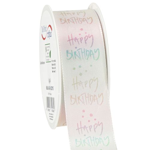 Floristik24 Fita de presente Feliz Aniversário decoração de aniversário 40mm 15m