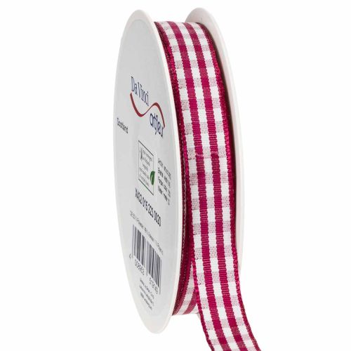Fita de presente xadrez vermelha 15mm 20m