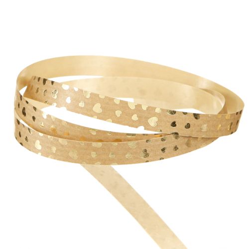 Itens Fita para presente fita ondulada com corações marrom dourado 10mm 100m