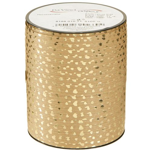 Itens Fita para presente fita ondulada com corações marrom dourado 10mm 100m