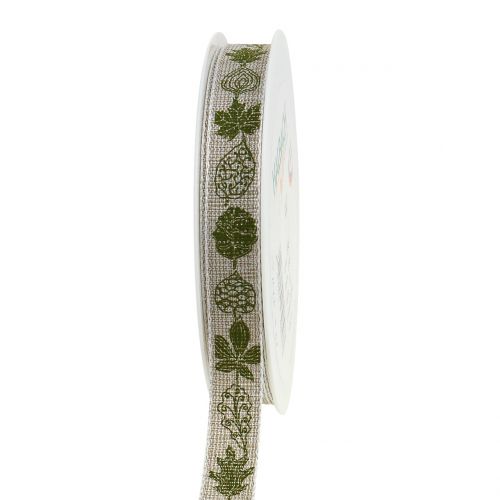Floristik24 Motivo outono fita Deco verde 15mm 20m