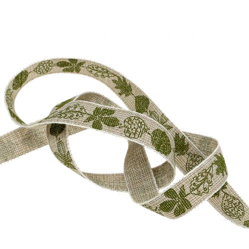 Floristik24 Motivo outono fita Deco verde 15mm 20m