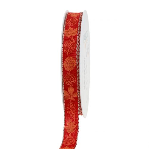 Floristik24 Motivo outono fita Deco vermelho 15mm 20m