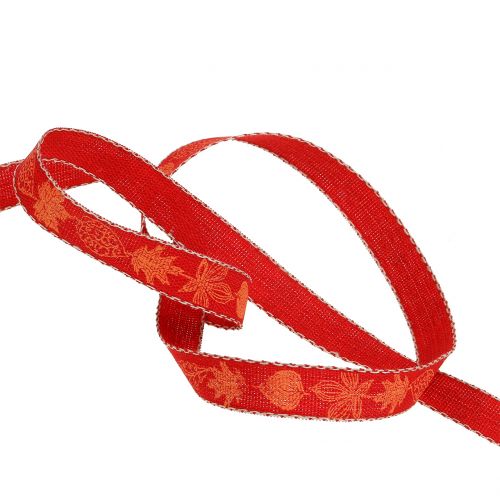 Floristik24 Motivo outono fita Deco vermelho 15mm 20m