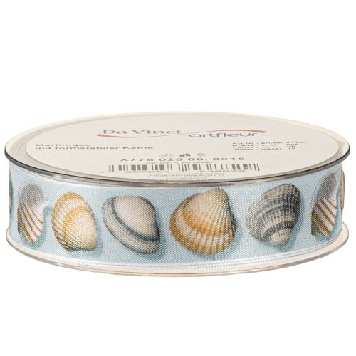 Itens Fita de presente decoração marítima conchas azul 25mm 15m