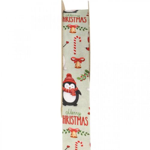 Fita de presente Feliz Natal pinguins Fita de Natal 25mm 8m