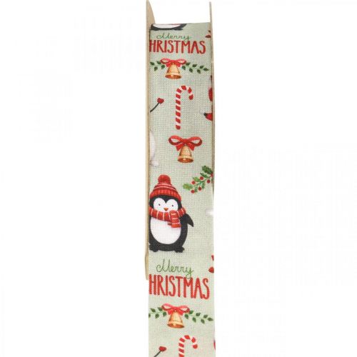 Floristik24 Fita de presente Feliz Natal pinguins Fita de Natal 25mm 8m