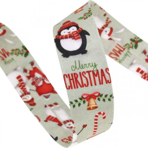 Fita de presente Feliz Natal pinguins Fita de Natal 25mm 8m