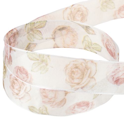 Itens Fita de presente rosas fita de organza com flores 25mm 20m