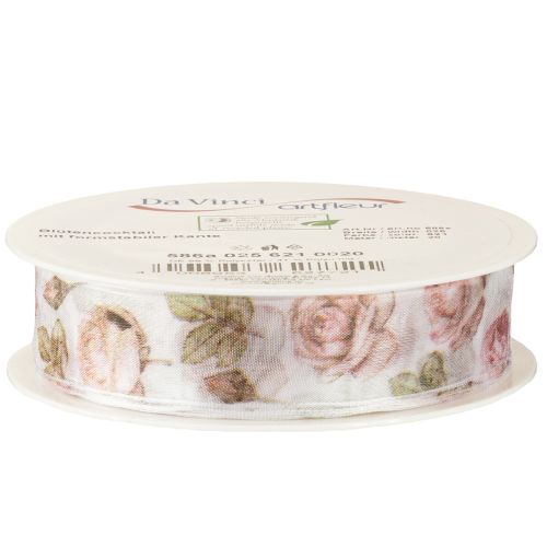 Itens Fita de presente rosas fita de organza com flores 25mm 20m