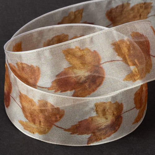 Itens Fita de presente fita de ourela folhas de bordo de outono 40mm 15m