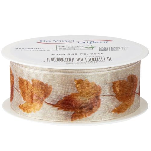 Itens Fita de presente fita de ourela folhas de bordo de outono 40mm 15m