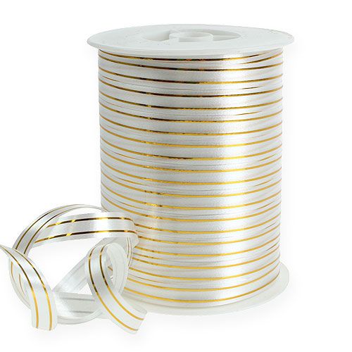 Floristik24 Fita dividida 2 listras douradas em prata 10 mm 250m