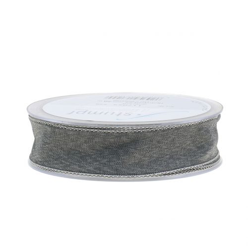 Floristik24 Fita para presente cinza fosco 25mm 20m