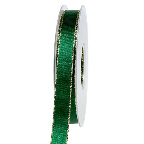 Floristik24 Fita decorativa para presente verde com borda dourada 15mm 25m