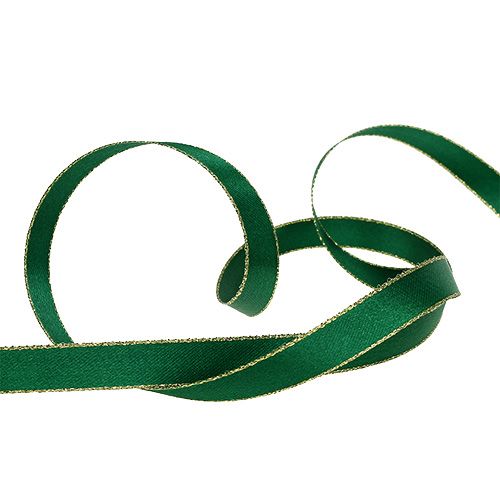 Floristik24 Fita decorativa para presente verde com borda dourada 15mm 25m