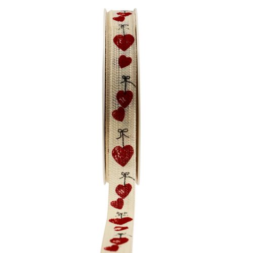 Floristik24 Fita para presente corações fita decorativa de algodão 15mm 20m