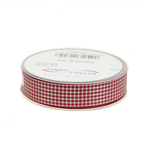 Itens Fita para presente xadrez Bordeaux 25mm 20m