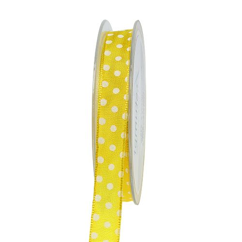 Floristik24 Fita de presente com bolinhas amarela 15mm 20m